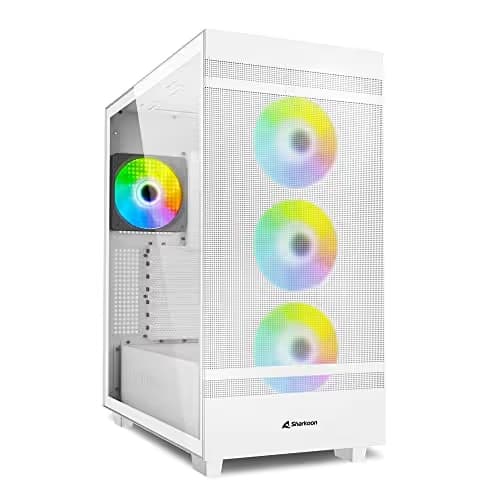 SHARKOON Rebel C50 RGB ATX Mid Tower White Tempered Glass Side Panel main image