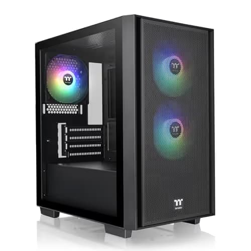 Thermaltake Versa H16 ARGB Micro ATX Mini Tower Black with Tempered Glass Side Panel and USB 3.2 Gen 1 Type-A, USB 2.0 Type-A image