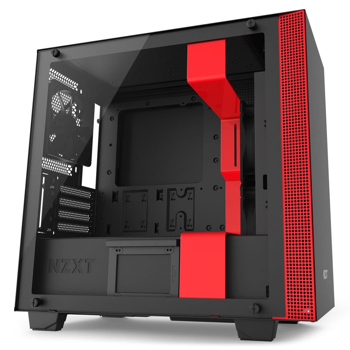 NZXT H400i Micro ATX Mini Tower Black / Red with Tempered Glass Side Panel, USB 3.2 Gen 1 Type-A, and 421 x 210 x 417 mm Dimensions image