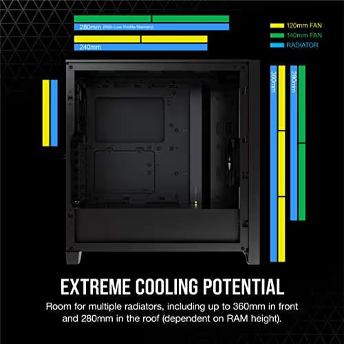 Corsair 4000D Airflow ATX Mid Tower Teak Tempered Glass Side Panel, USB 3.2 Gen 2 Type-C, USB 3.2 Gen 1 Type-A image