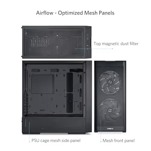 Lian Li LANCOOL 206 ATX Mid Tower Black with Tempered Glass Side Panel and USB 3.2 Gen 1 Type-C / USB 3.2 Gen 1 Type-A image