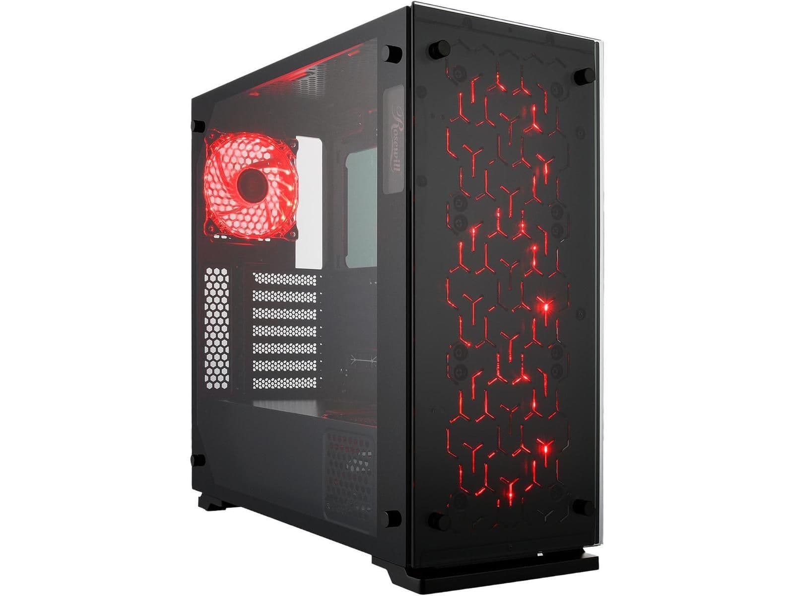 Rosewill PRISM T500 ATX Mid Tower Black with Tempered Glass Side Panel and USB 3.2 Gen 1 Type-A, USB 2.0 Type-A image