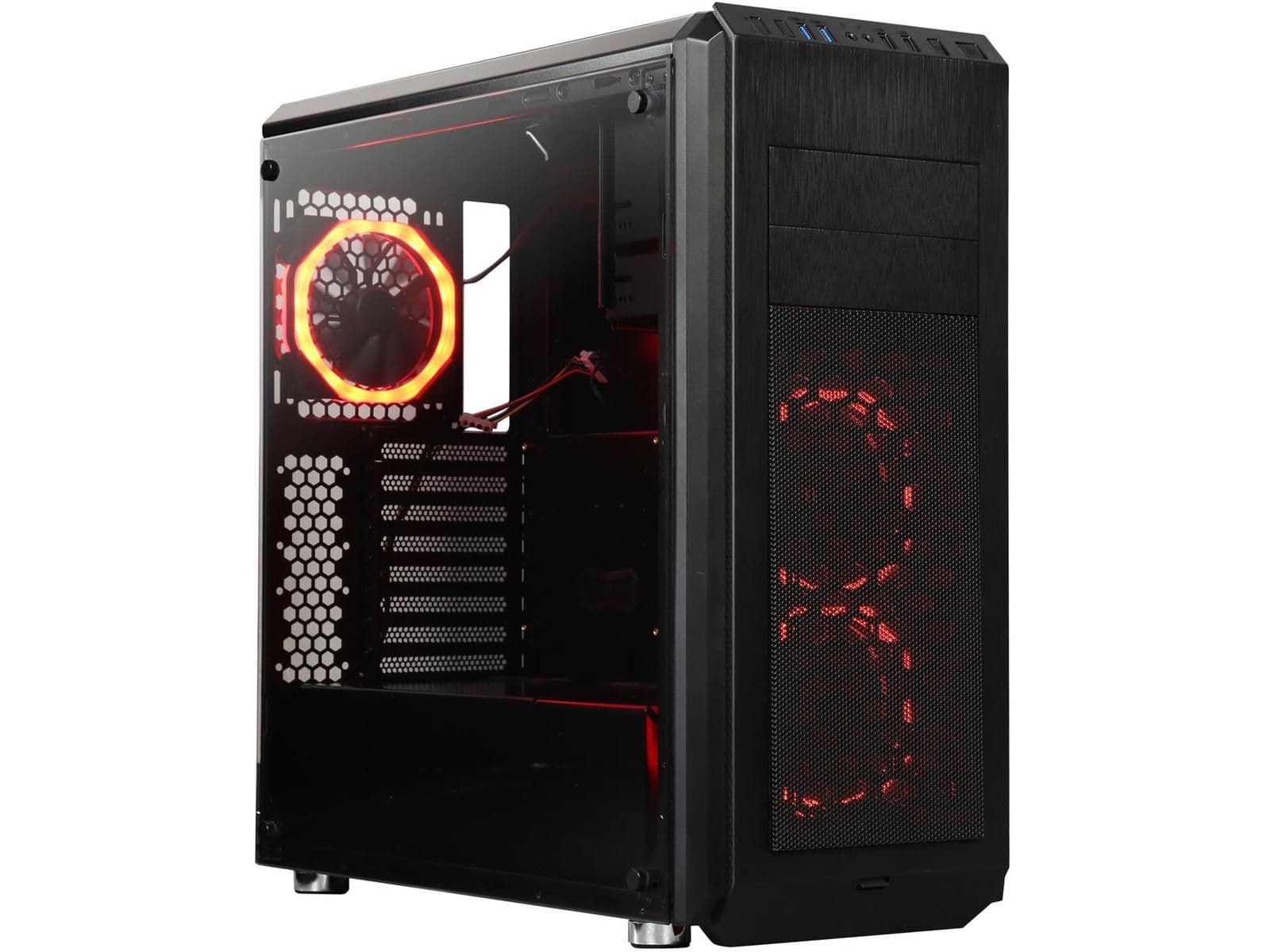 DIYPC Vanguard-V6-RGB ATX Mid Tower Black with Tempered Glass Side Panel and USB 3.2 Gen 1 Type-A, USB 2.0 Type-A image
