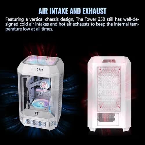 Thermaltake The Tower 250 Mini-ITX Tower White with Tempered Glass Side Panel and USB 3.2 Gen 2 Type-C, USB 3.2 Gen 1 Type-A image