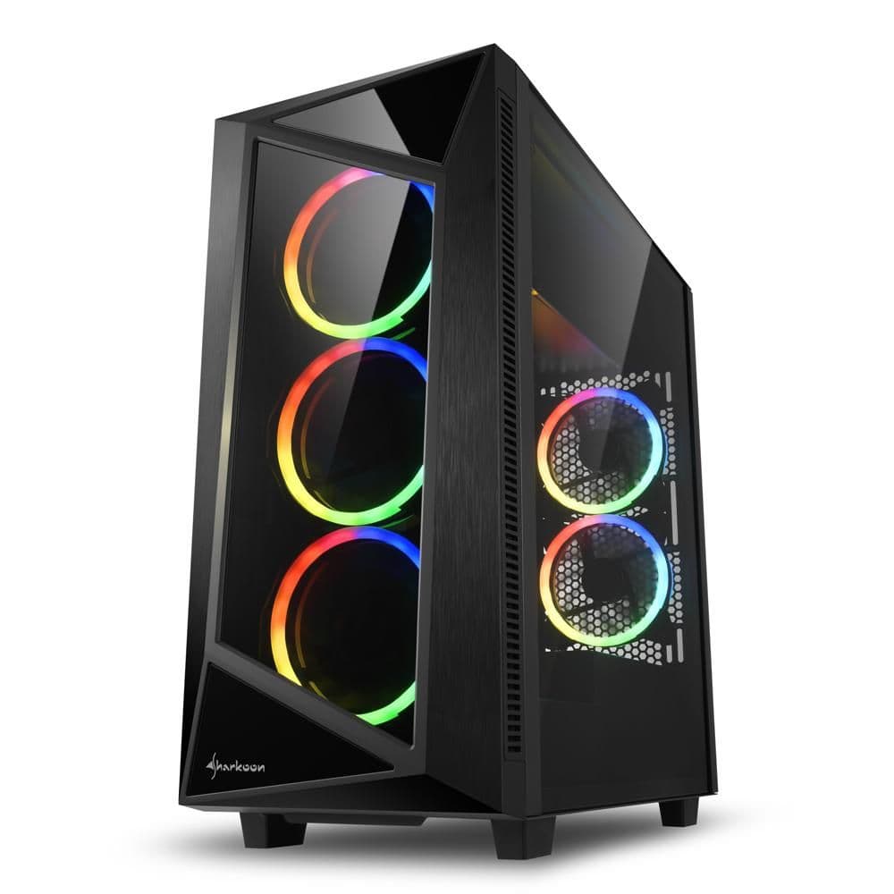 SHARKOON REV 200 ATX Mid Tower Black Tempered Glass Side Panel main image