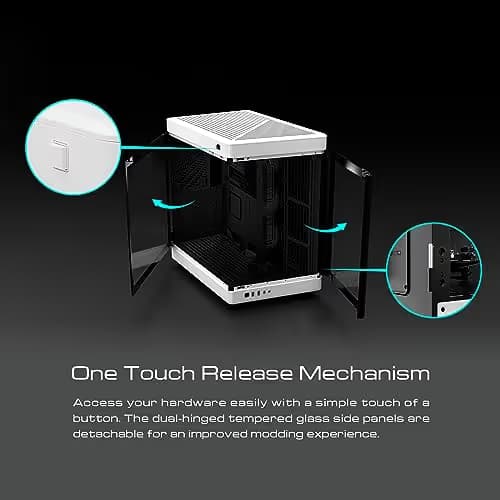 GAMDIAS NESO P1 ATX Full Tower Black / White Tempered Glass Side Panel, USB 3.2 Gen 2 Type-C, USB 3.2 Gen 1 Type-A image