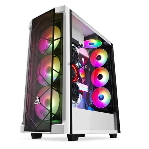 Segotep Phoenix T1 ATX Mid Tower White with Tempered Glass Side Panel and Front I/O: USB 3.2 Gen 2 Type-C, USB 3.2 Gen 1 Type-A, USB 2.0 Type-A main image