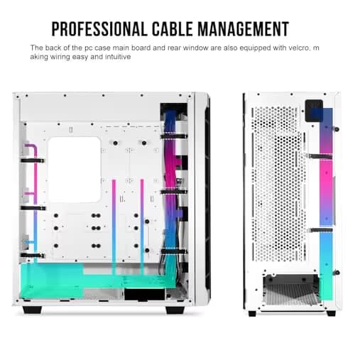 Segotep Phoenix T1 ATX Mid Tower White with Tempered Glass Side Panel and Front I/O: USB 3.2 Gen 2 Type-C, USB 3.2 Gen 1 Type-A, USB 2.0 Type-A image