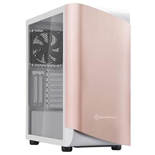 Silverstone SETA A1 ATX Mid Tower Pink / Silver with Tempered Glass Side Panel and USB 3.2 Gen 2 Type-C, USB 3.2 Gen 1 Type-A image