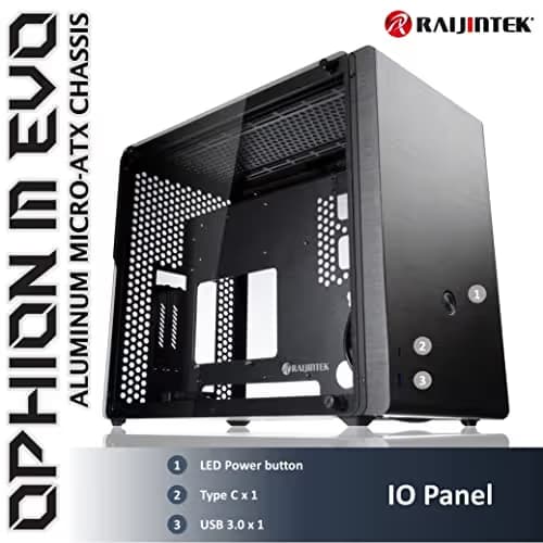 RAIJINTEK OPHION M EVO TGS Micro ATX Mid Tower Black Tempered Glass USB 3.2 Gen 2 Type-C USB 3.2 Gen 1 Type-A image