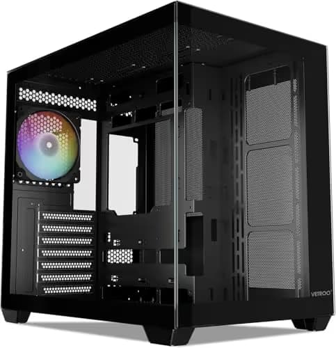 Vetroo AL900 ATX Mid Tower Black Tempered Glass Side Panel USB 3.2 Gen 1 Type-A USB 2.0 Type-A image