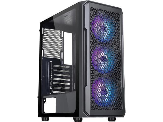 DIYPC S3-BK-ARGB ATX Mid Tower Black Tempered Glass Side Panel main image
