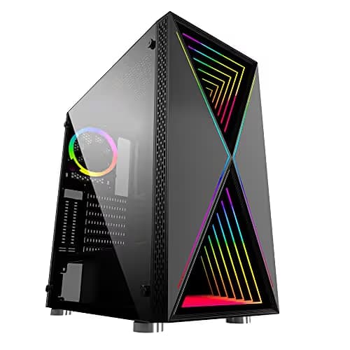 BGears b-BlackWidow-RGB ATX Mid Tower Black with Tinted Tempered Glass Side Panel and Front Panel USB 3.2 Gen 1 Type-A, USB 2.0 Type-A main image