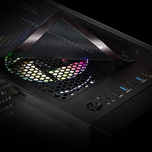BGears b-BlackWidow-RGB ATX Mid Tower Black with Tinted Tempered Glass Side Panel and Front Panel USB 3.2 Gen 1 Type-A, USB 2.0 Type-A image