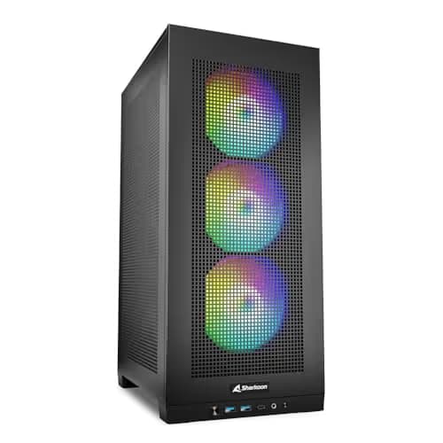 SHARKOON Rebel C20 Mini-ITX Desktop Black Mesh Side Panel, RGB image