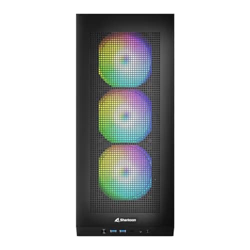 SHARKOON Rebel C20 Mini-ITX Desktop Black Mesh Side Panel, RGB image