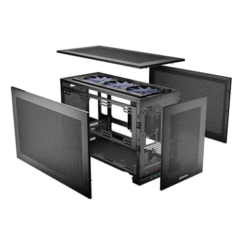 SHARKOON Rebel C20 Mini-ITX Desktop Black Mesh Side Panel, RGB image