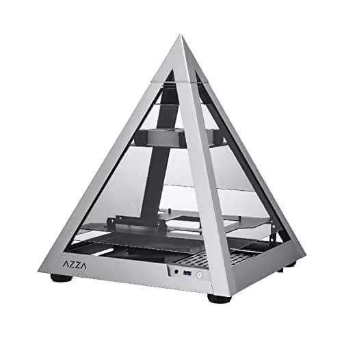 Azza Pyramid Mini 806 Mini-ITX Tower Silver / Black with Tempered Glass Side Panel and USB 3.2 Gen 1 Type-A image