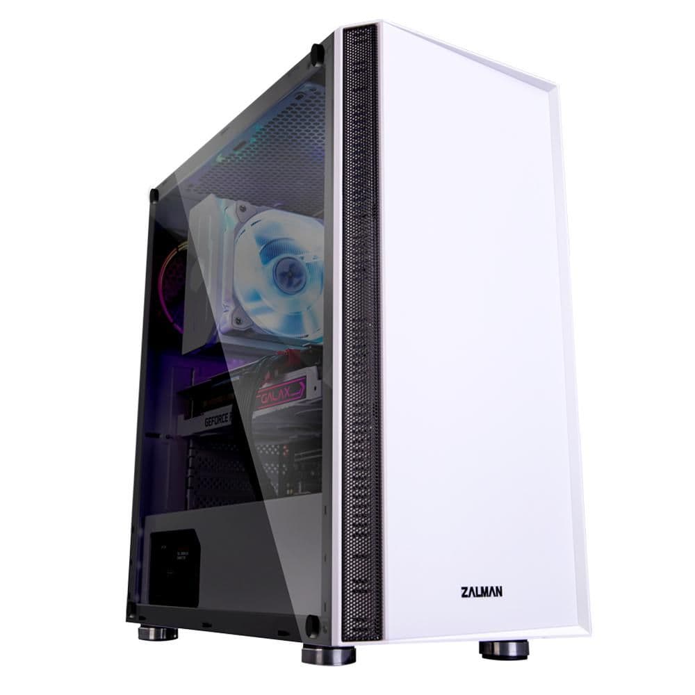 Zalman R2 ATX Mid Tower White / Black with Tempered Glass Side Panel and USB 3.2 Gen 1 Type-A, USB 2.0 Type-A image