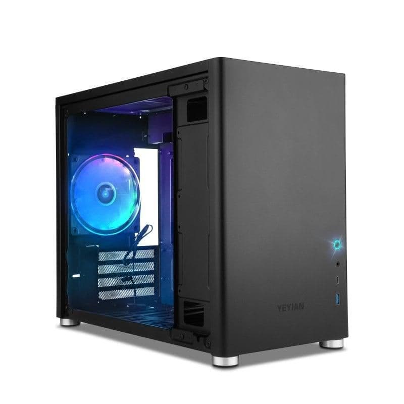 YEYIAN Hussar Micro ATX Mini Tower Black with Tempered Glass Side Panel and USB 3.2 Gen 1 Type-A main image