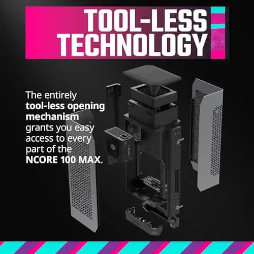 Cooler Master NCORE 100 MAX Mini-ITX Tower Silver Mesh Side Panel, 850W Power Supply image