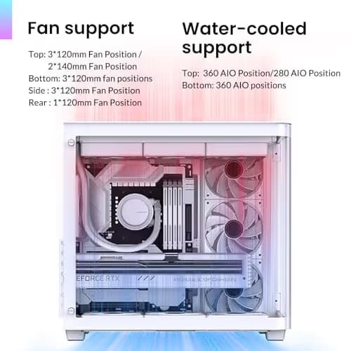 Jonsbo TK-3 ATX Mid Tower White with Tempered Glass Side Panel and USB 3.2 Gen 2 Type-C, USB 3.2 Gen 1 Type-A image