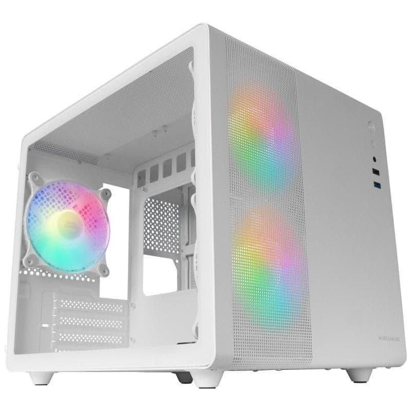 Mars Gaming MC-400 Micro ATX Mini Tower White with Tempered Glass Side Panel and USB 3.2 Gen 1 Type-A image