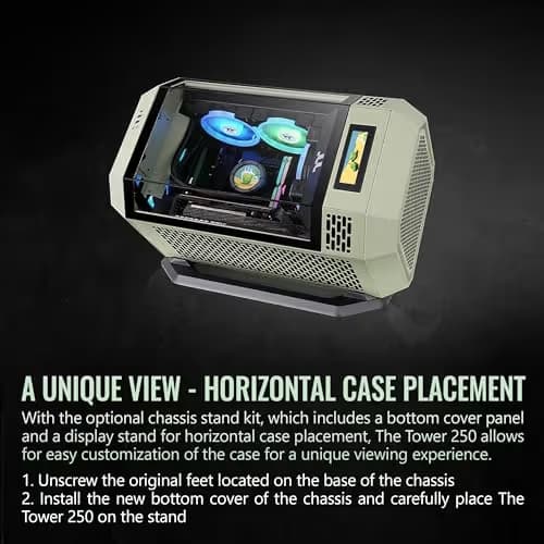 Thermaltake The Tower 250 Mini-ITX Tower Green / Black Tempered Glass Side Panel image