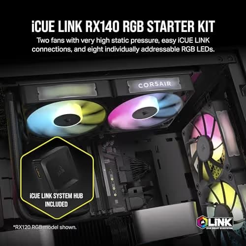 Corsair iCUE RX140 140mm Black RGB 2-Pack image