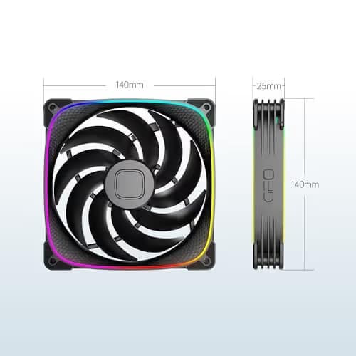 Geometric Future Squama 2503 140mm Black Addressable RGB PWM 91.15 CFM 3-Pack image