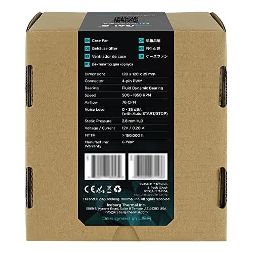 Iceberg Thermal IceGALE 120mm Gray PWM 76 CFM 3-Pack image