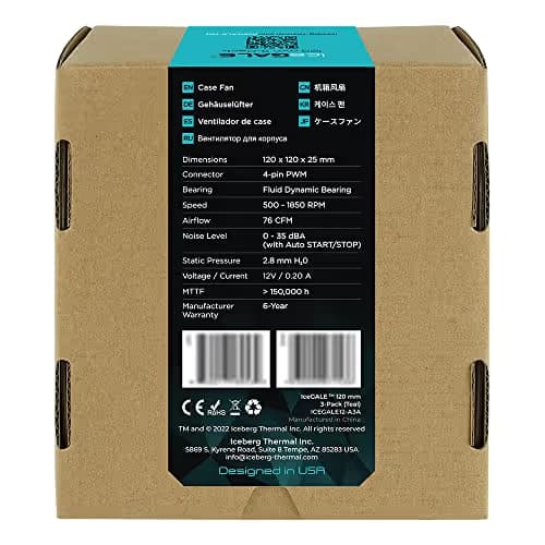 Iceberg Thermal IceGALE 120mm Teal PWM 76 CFM 3-Pack image