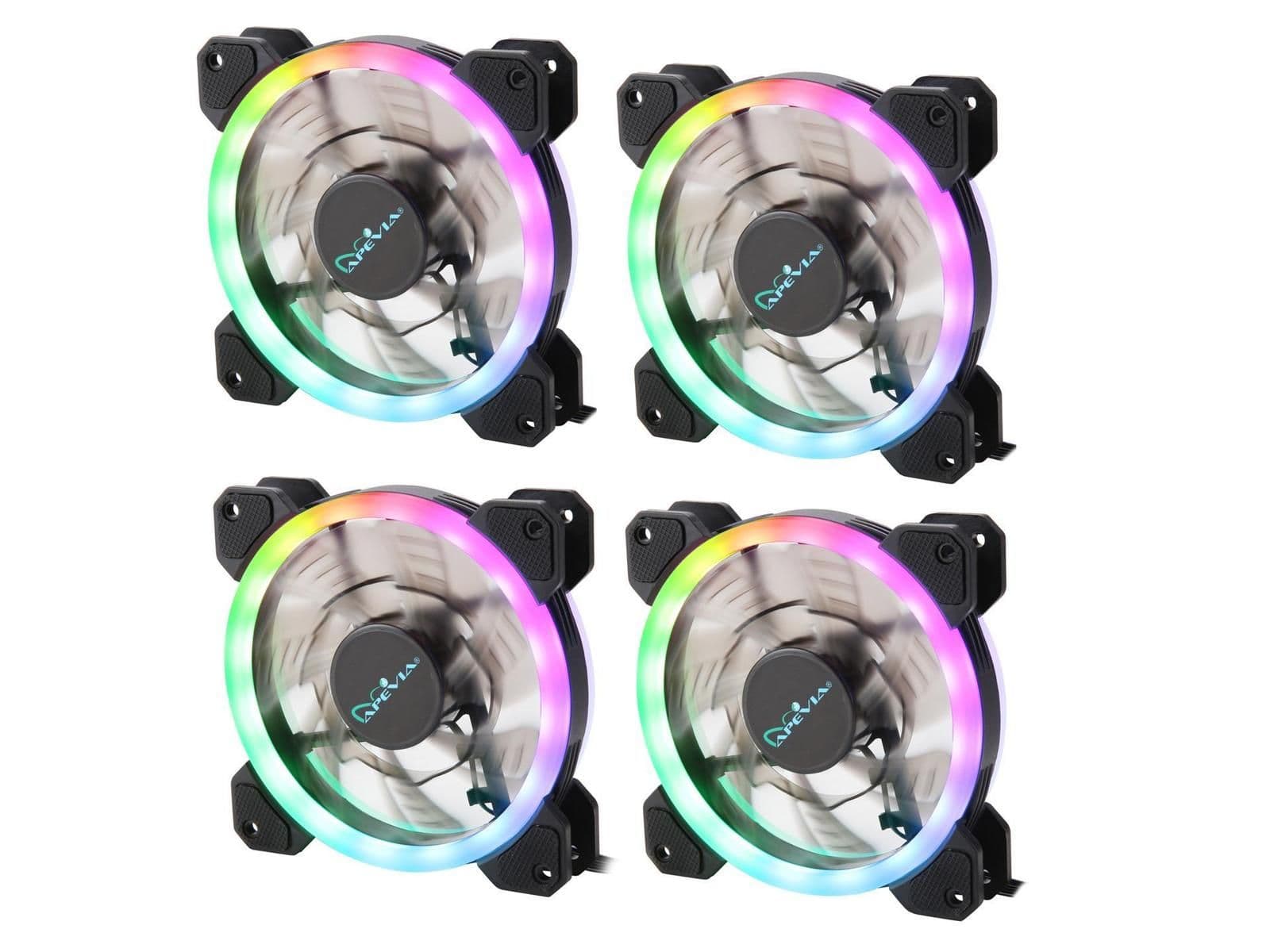 Apevia 412L-RGB 120mm Black RGB 4-Pack main image