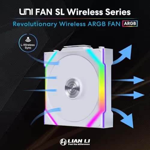 Lian Li UNI FAN SL Wireless 120mm White PWM Addressable RGB 64.05 CFM 3-Pack image
