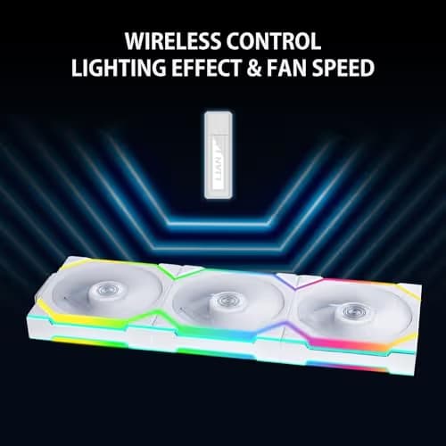 Lian Li UNI FAN SL Wireless 120mm White PWM Addressable RGB 64.05 CFM 3-Pack image
