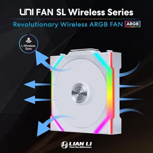 Lian Li UNI FAN SL Wireless 120mm White ARGB PWM Reverse Blade Pack of 3 image