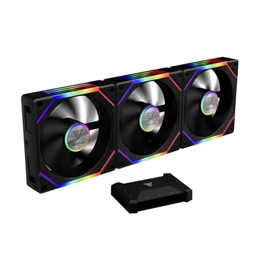 GAMDIAS AEOLUS P2 120mm Black Addressable RGB PWM 74.97 CFM 3-Pack image