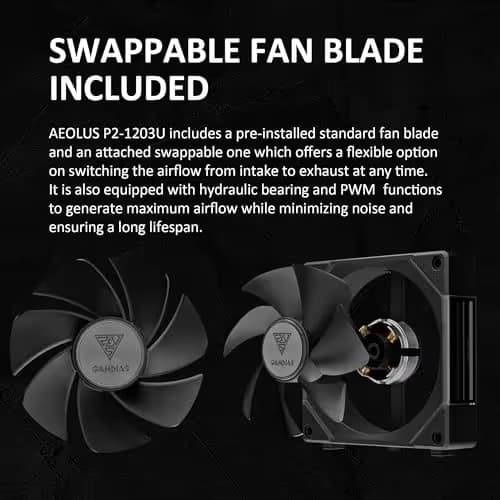 GAMDIAS AEOLUS P2 120mm Black Addressable RGB PWM 74.97 CFM 3-Pack image