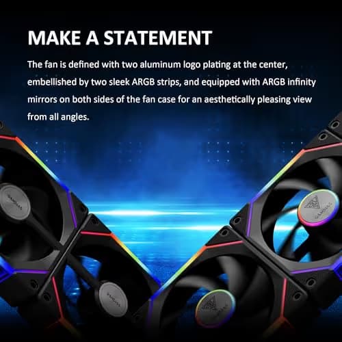 GAMDIAS AEOLUS P2 120mm Black Addressable RGB PWM 74.97 CFM 3-Pack image