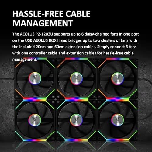 GAMDIAS AEOLUS P2 120mm Black Addressable RGB PWM 74.97 CFM 3-Pack image