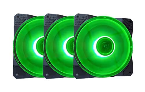 Apevia APEVIA CO312L-GN Cosmos 120mm Green LED Ultra Silent w/ 16 LEDs & Anti-Vibration Rubber Pads 56.67 CFM 3-Pack image