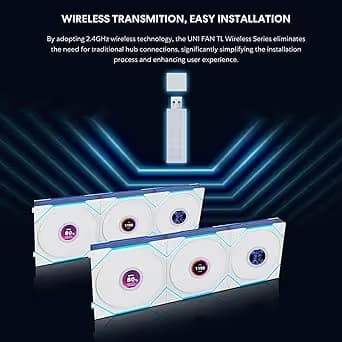 Lian Li UNI FAN TL LCD 120mm White PWM Reverse ARGB Wireless 3-Pack image