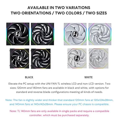 Lian Li UNI FAN TL LCD 120mm White PWM Reverse ARGB Wireless 3-Pack image