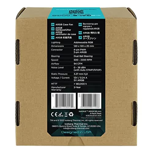 Iceberg Thermal IceGALE 120mm Teal / White ARGB PWM 94 CFM 3-Pack image