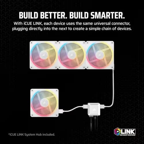 Corsair iCUE LINK LX120-R 120mm White RGB PWM Reverse Fan 3-Pack image