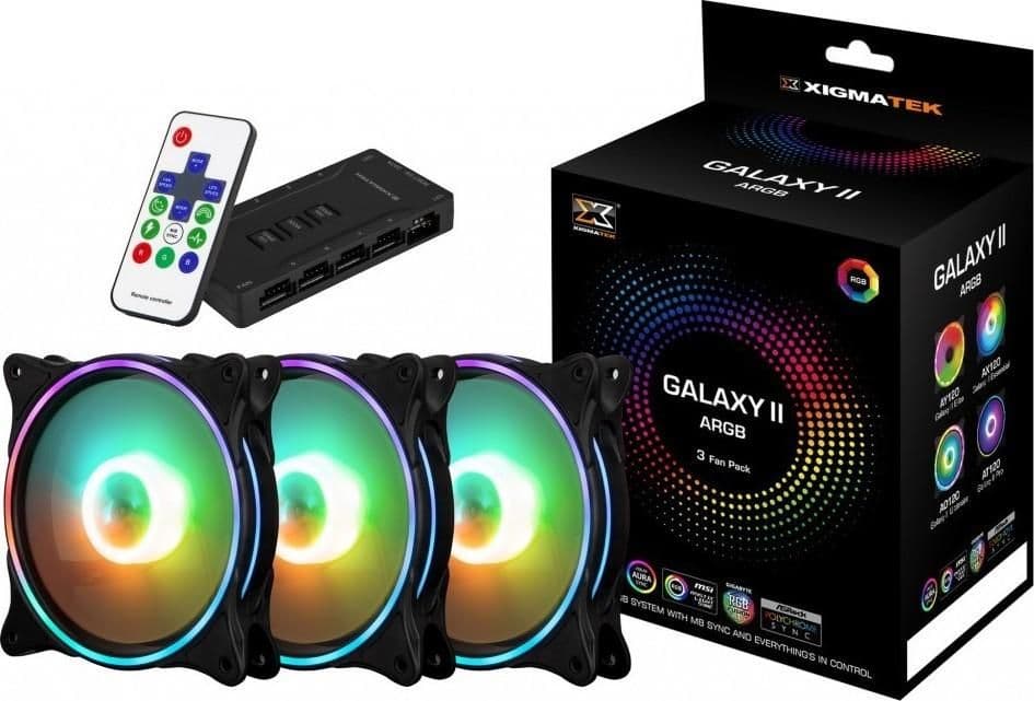 Xigmatek Galaxy II Pro 120mm Black / White Addressable RGB 46.58 CFM 3-Pack main image