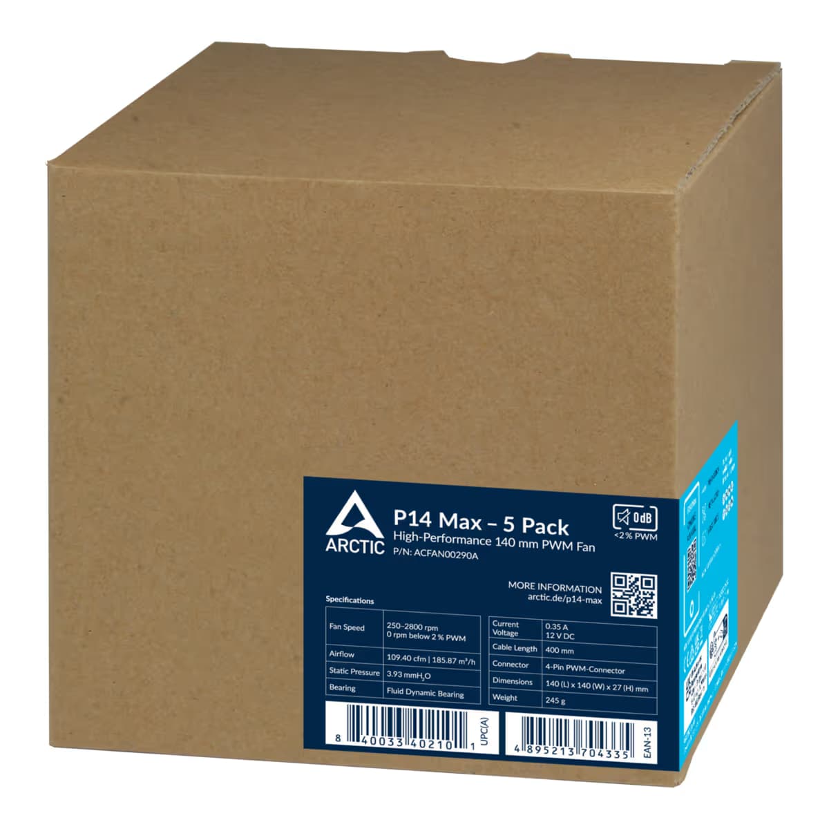 ARCTIC P14 Max 140mm Black PWM 5-Pack image