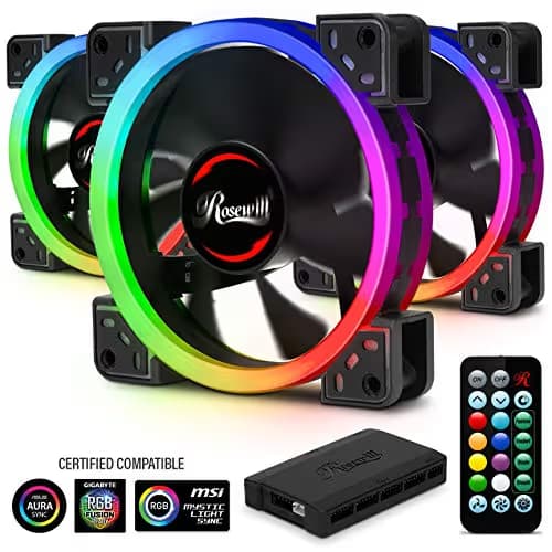 Rosewill RGBF-S12001 120mm Addressable RGB PWM 41.2 CFM Black 3-Pack main image