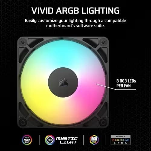 Corsair RS120 120mm Black ARGB PWM 72.8 CFM 1-Pack image