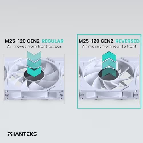 Phanteks M25G2-120 120mm White Addressable RGB PWM Reverse 73.69 CFM 3-Pack image